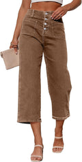 Wide Leg Capri Jeans High Waisted Stretchy Cropped Denim - Flattering
