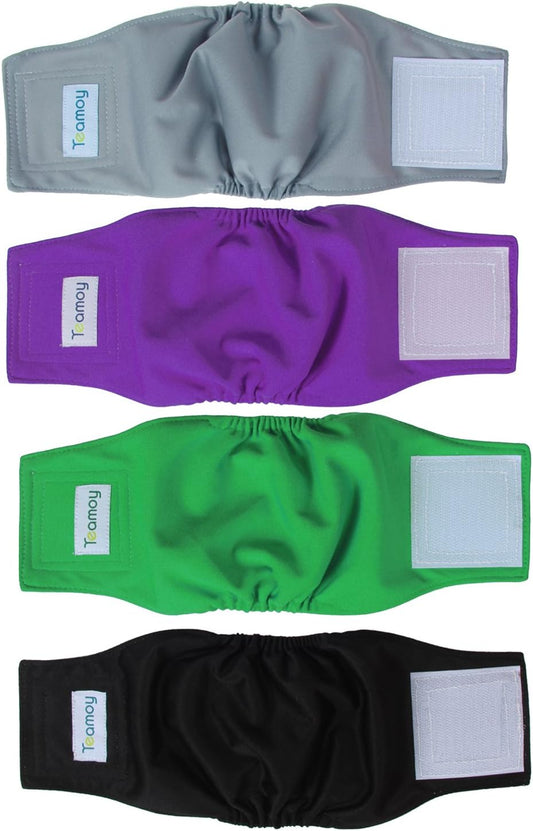 Teamoy 4pcs Washable Belly Bands - Leakproof Diapers for Male Dogs