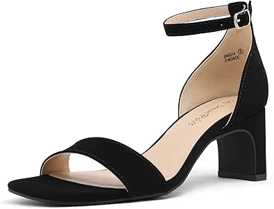 DREAM PAIRS Women's Square Toe Low Block Chunky Heels Shoes