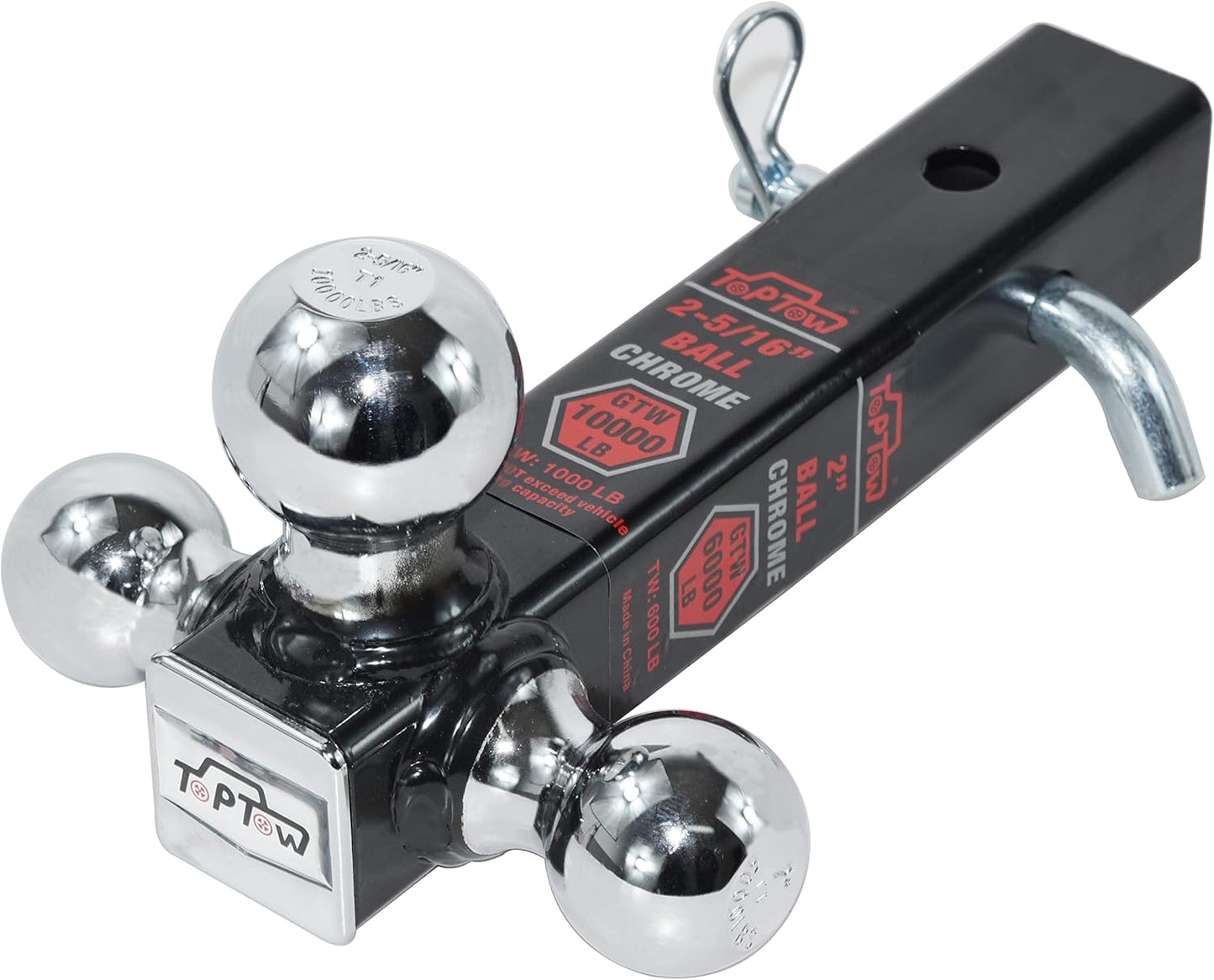 TOPTOW 64173HP Trailer Hitch Tri Ball Mount for 2 inch Receivers