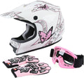 DOT Youth Motocross Kids Dirt Bike Helmet with Goggles & Gloves - Pink