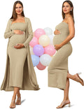 Rnxrbb 2-Piece Maternity Dress and Cardigan Set - Comfortable Stretch