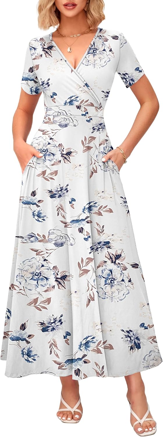 WNEEDU Women's Summer Maxi Dress with Pockets for Every Occasion