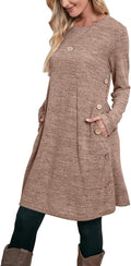 Long Sleeve Tunic Dress with Pockets and Side Buttons (Style JP5R)