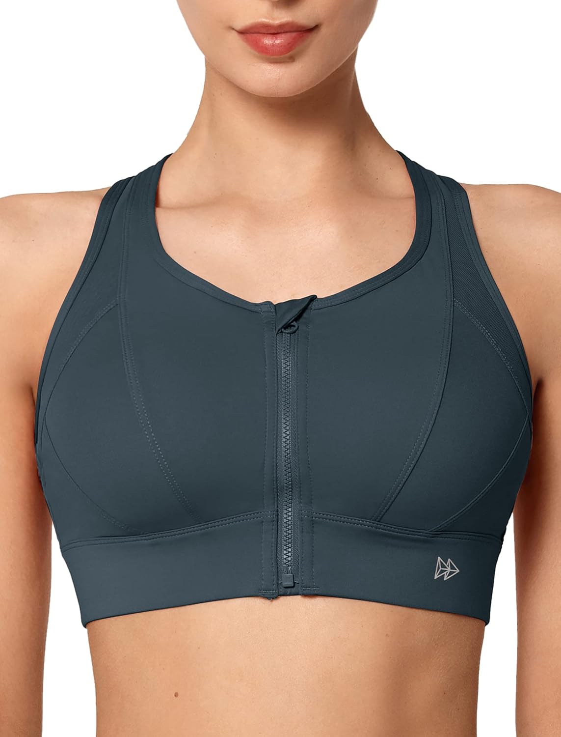 Yvette High Impact Zip Front Sports Bra for Large Breasts