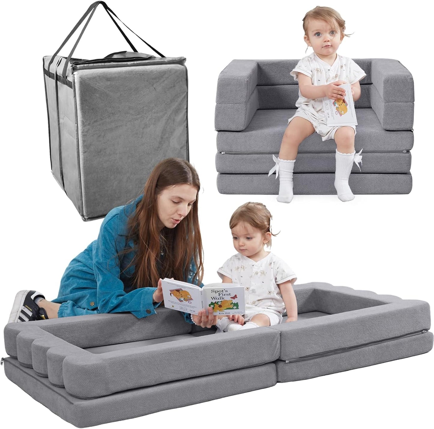 Portable Toddler Travel Bed - 3-in-1 Foldable Floor Bed