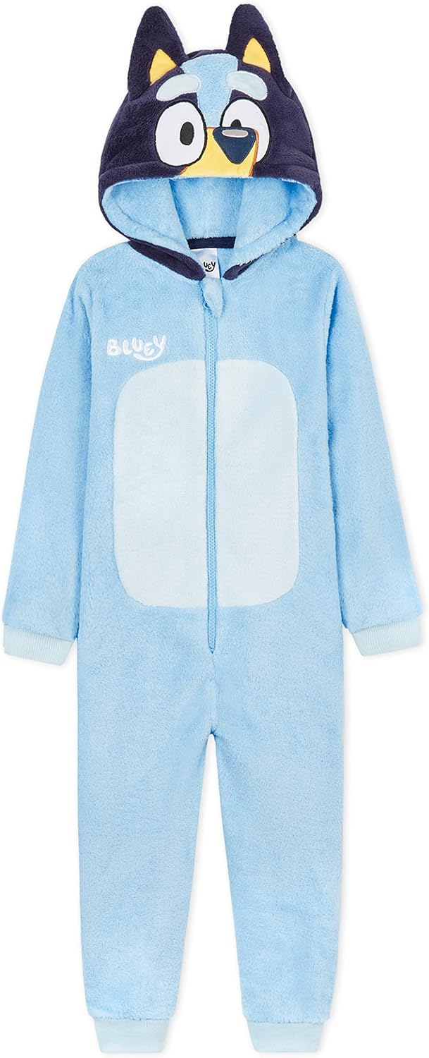 Bluey Fleece Jumpsuit for Boys Toddlers Cozy Hooded Pajamas