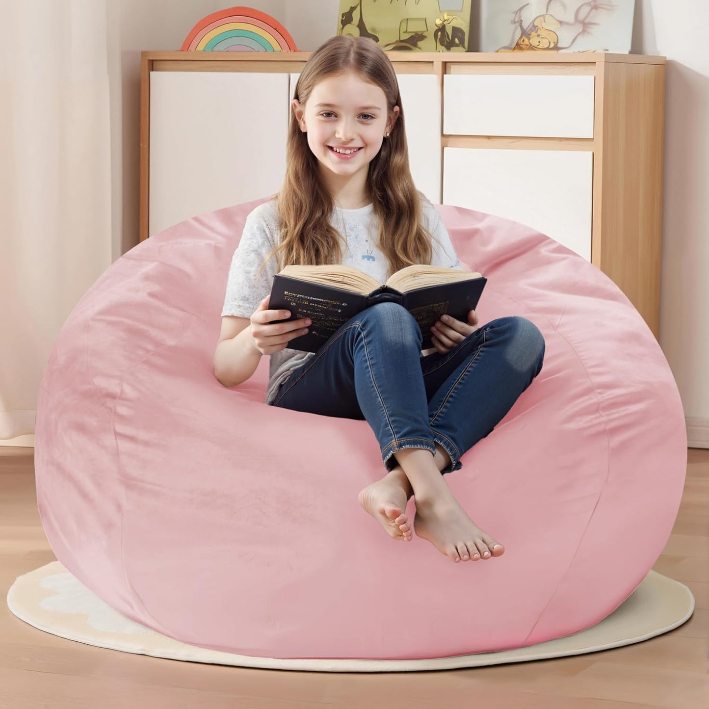 Homguava 2FT Bean Bag Chair with Memory Foam for Comfort