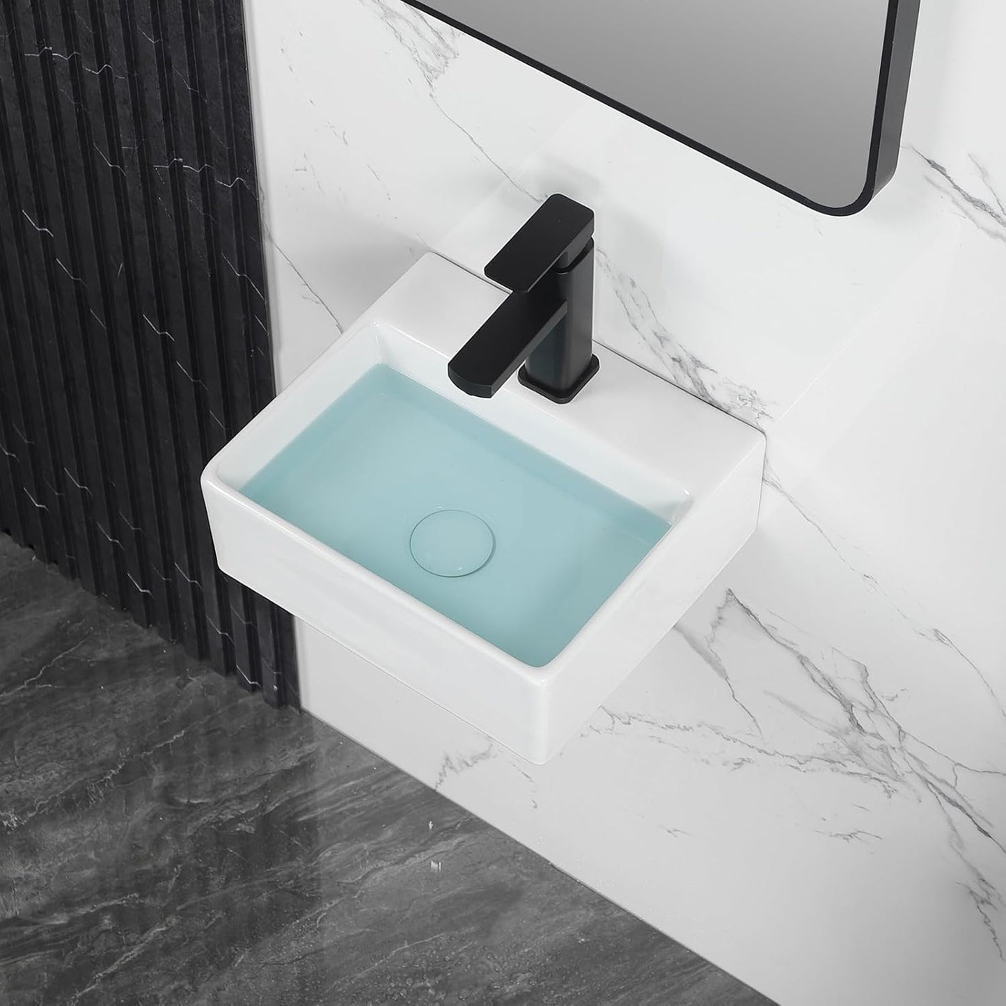 Small Vessel Sink 13x11 Wall Mount Bathroom Sink for Tiny Spaces