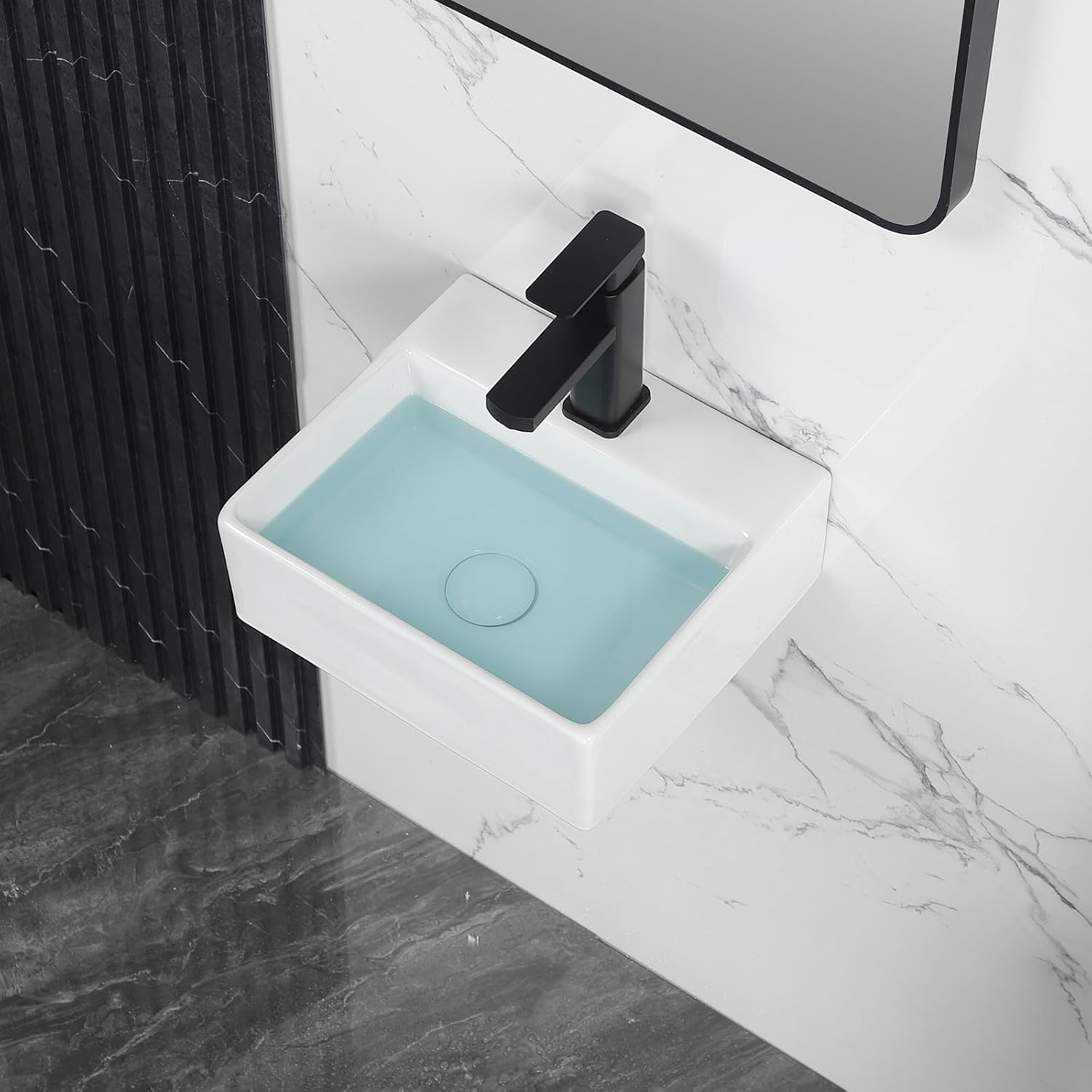Small Vessel Sink 13x11 Wall Mount Bathroom Sink for Tiny Spaces