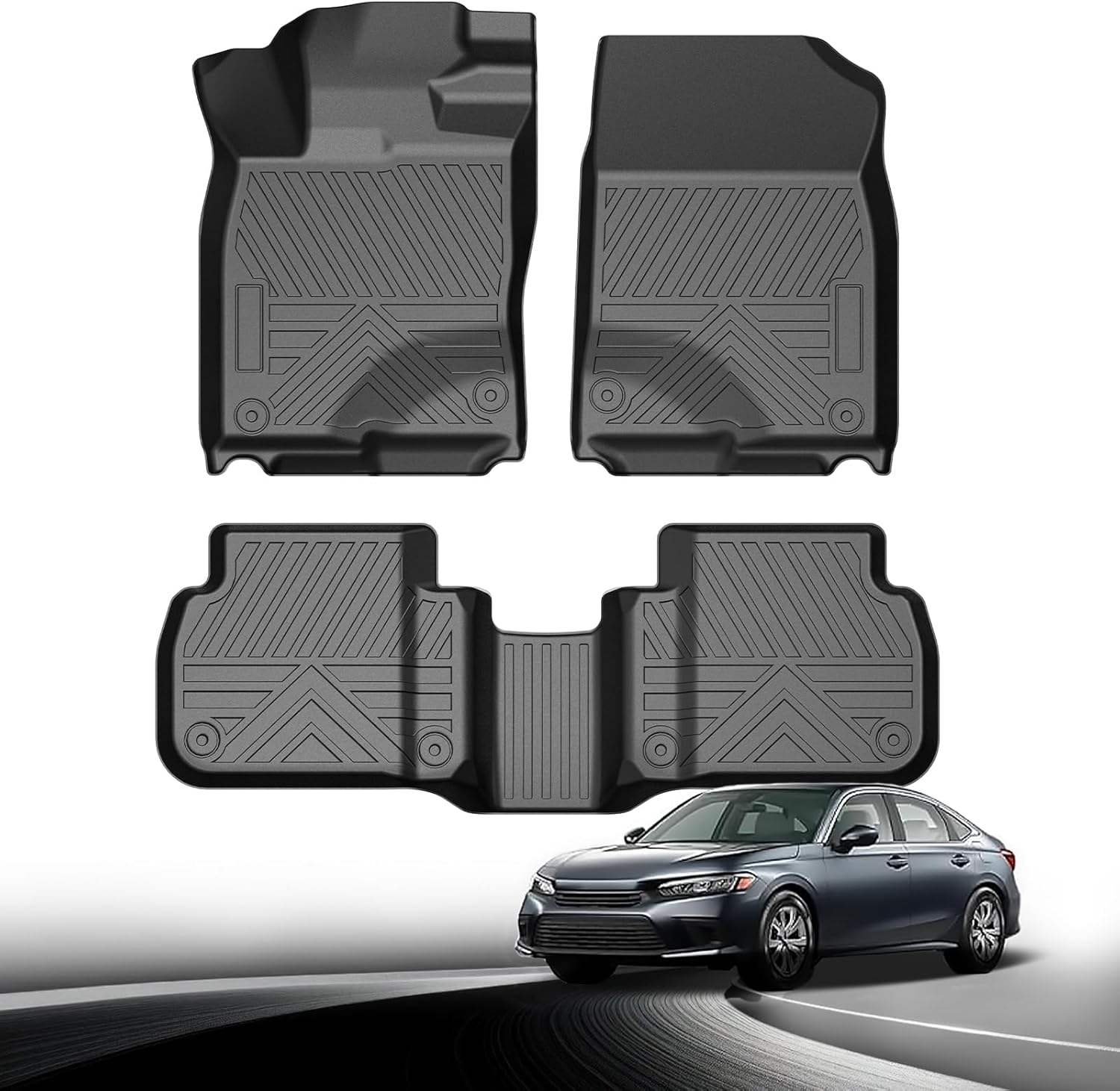 Carbon Fiber Floor Mats for Honda Civic Sedan 2022 2023 2024 2025