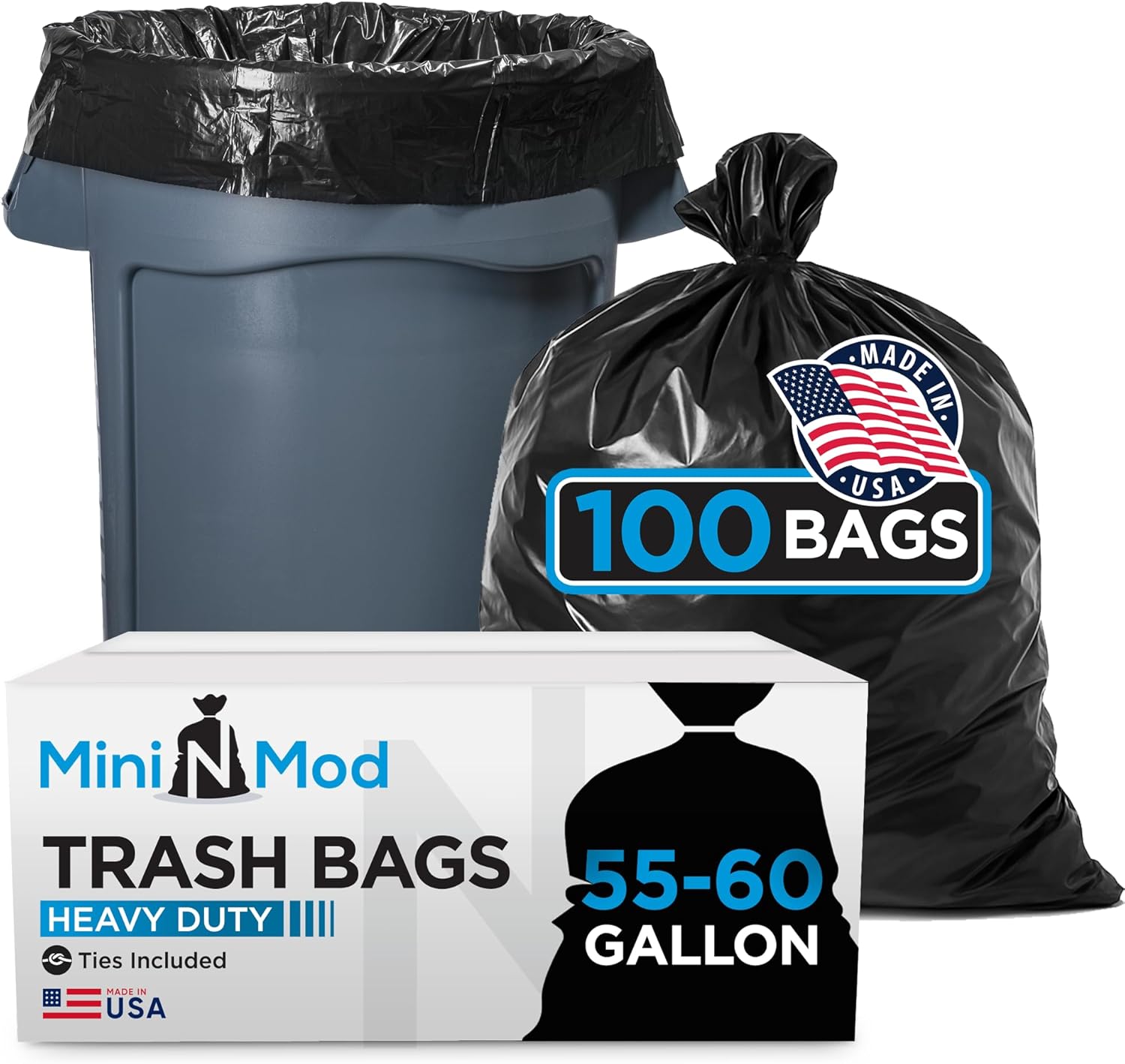 55-60 Gallon Trash Bags Heavy Duty for Outdoor and Commercial Use
