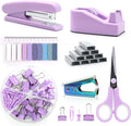 Purple Office Supplies Set Staples and Desk Accessories - Compact Kit