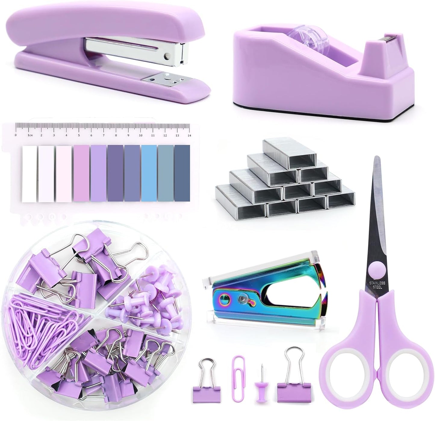 Stylish Purple Office Set | UPIHO Staples & Tape Kit