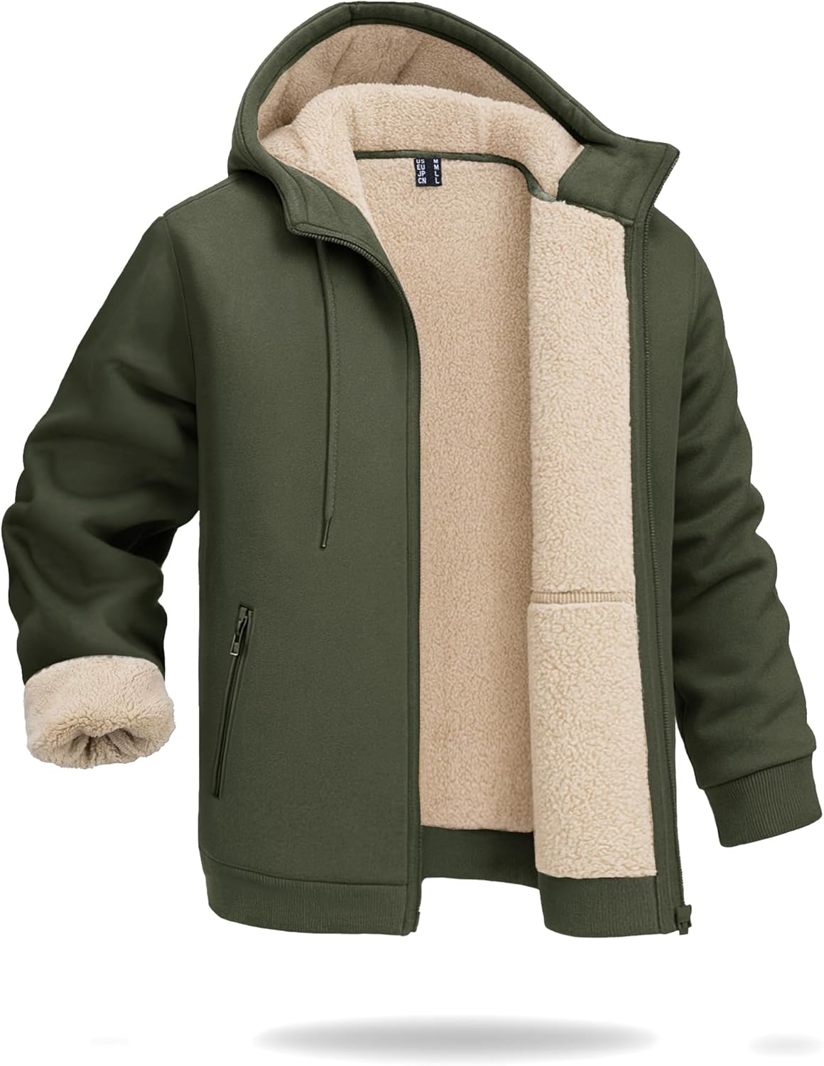Men's Sherpa Lined Hoodie Jacket for Winter Warmth and Comfort