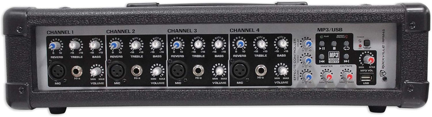 Rockville RPM45 Powered Mixer Amplifier for Musicians and Venues