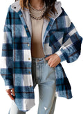 Dokotoo Women's Flannel Hooded Plaid Shacket - Warm Fleece Coat