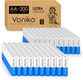 Voniko Premium Grade AA Batteries 200 Pack - Long-Lasting Power