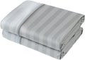 Twin Flat Sheet 2 Pack 400 TC Egyptian Cotton Stripe Grey - Soft Care