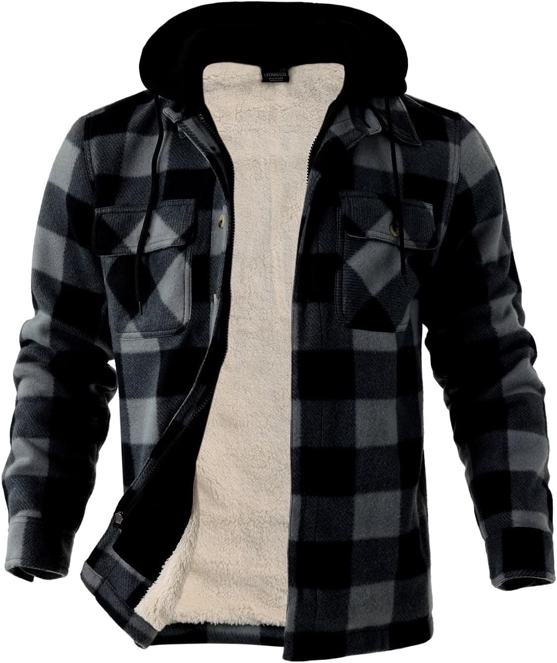 Winter Heavy Warm Sherpa Lined Fleece Plaid Flannel Jacket