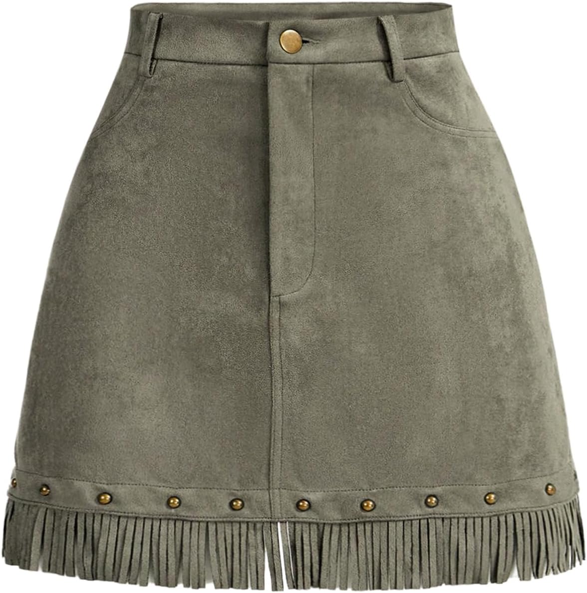 WDIRARA Women's Faux Suede Fringe Skirt for Stylish Outfits