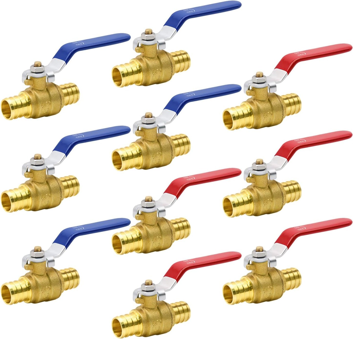 10pcs 3/4in PEX Brass Full Port Shut Off Ball Valve Set