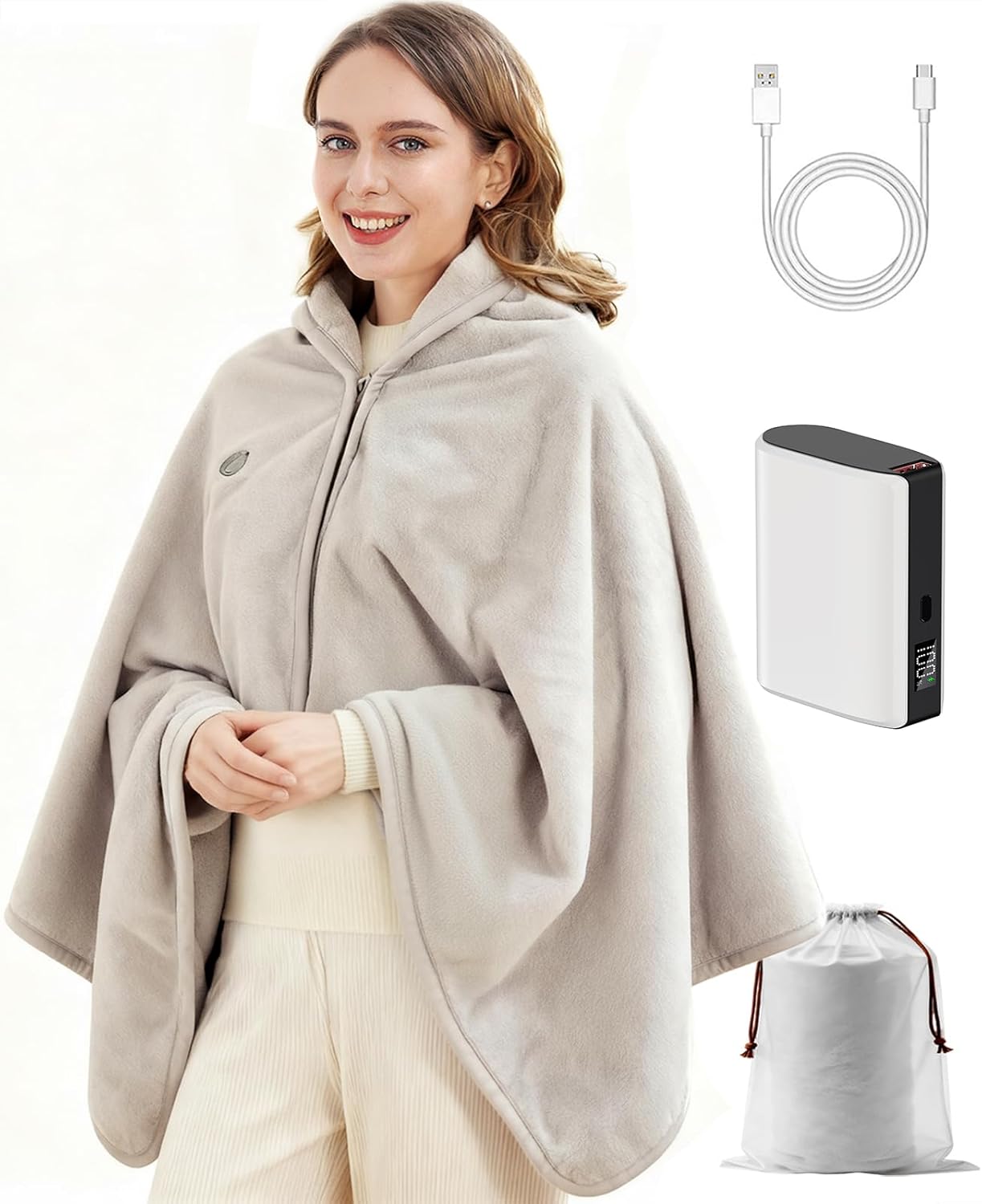 Cordless Heated Blanket for Travel, Office & Outdoor Use