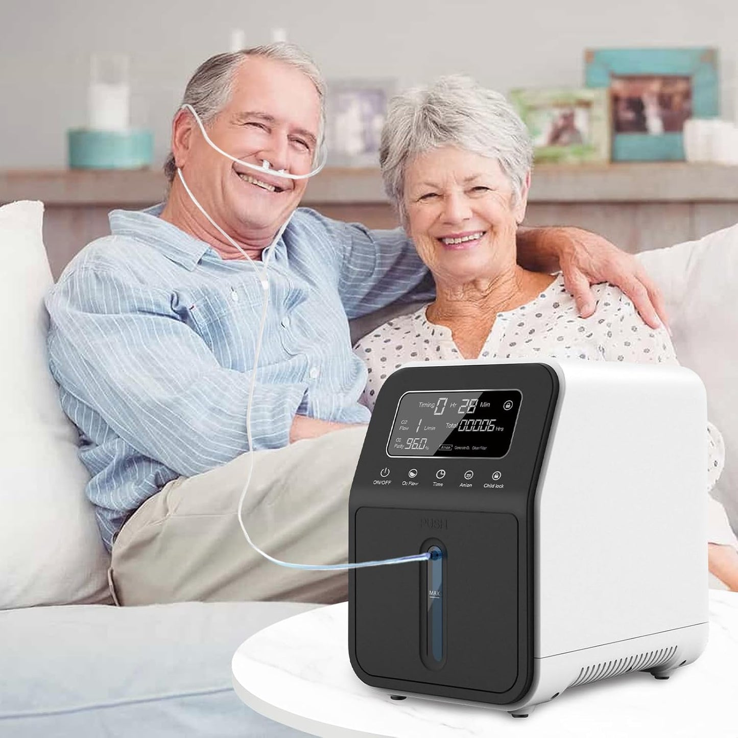 Portable Oxygen Generator with Adjustable Flow and Low Noise