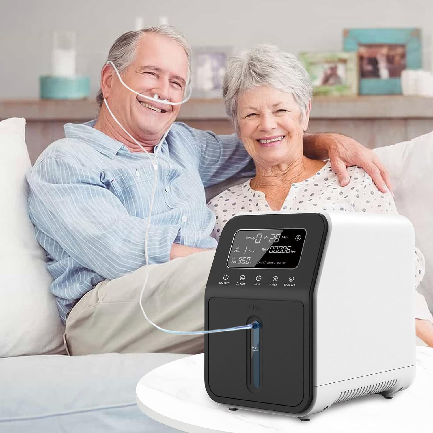 Portable Oxygen Generator with Adjustable Flow and Low Noise