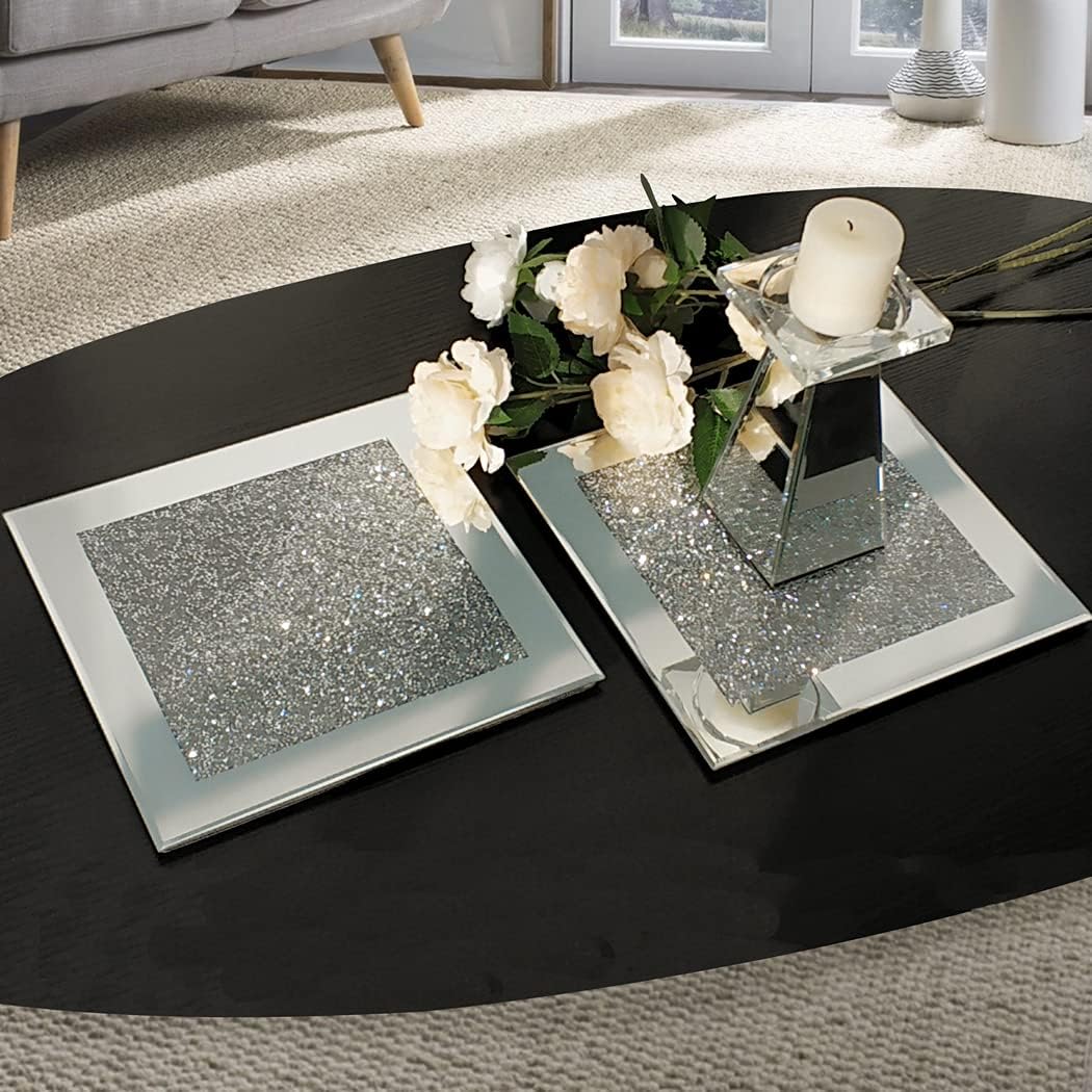 GIMORRTO Glass Mirrored Coaster Set for Elegant Table Decor