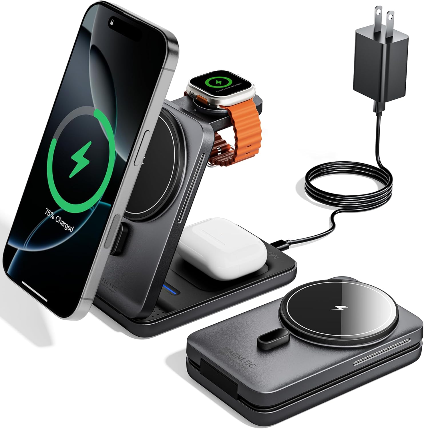 3 in 1 Foldable Magnetic Charging Station for Apple Devices