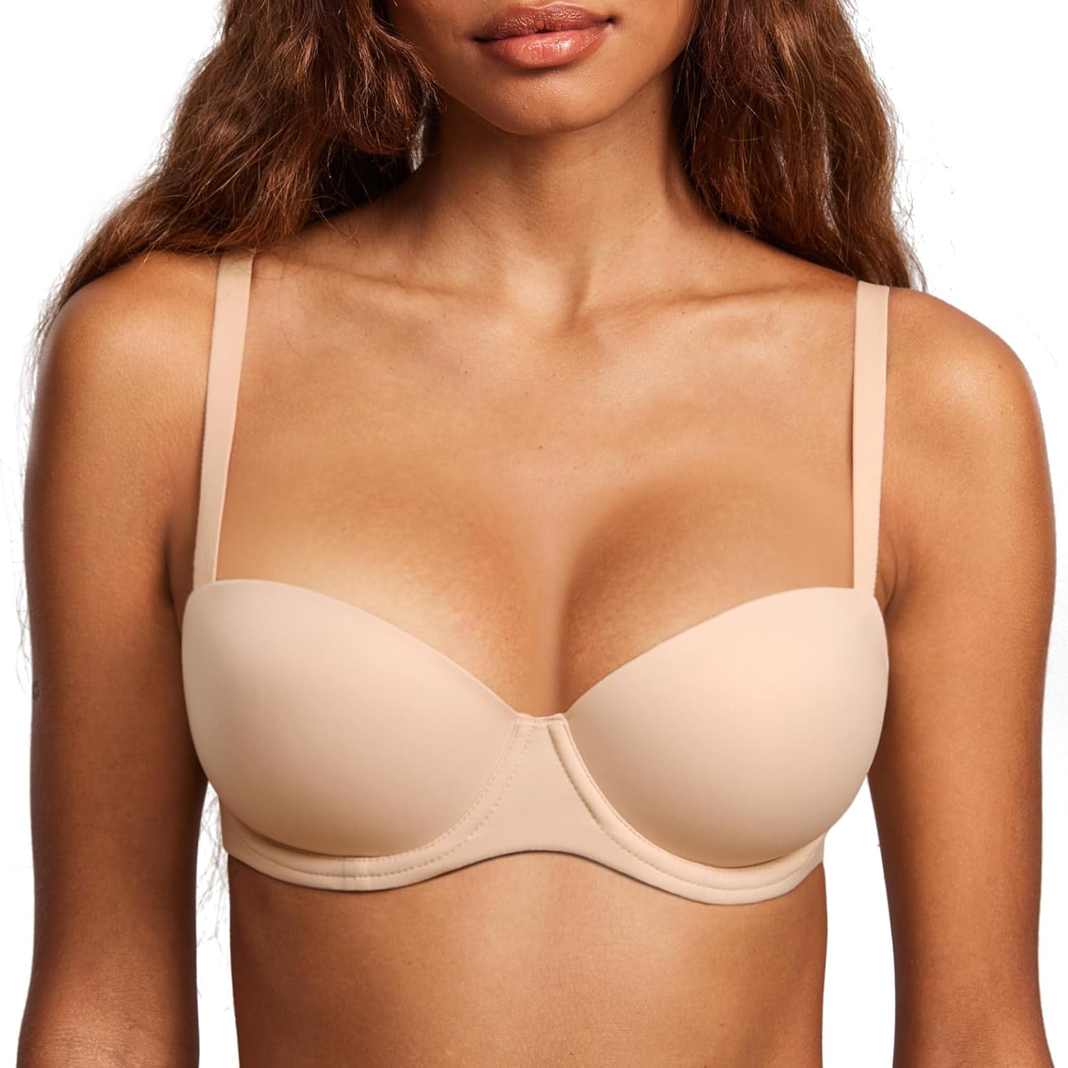 DOBREVA Women's Lightly Padded Balconette Bra for Comfort