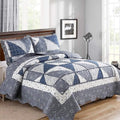Oversized King Size Grey Floral Patchwork Quilt Set 128x120