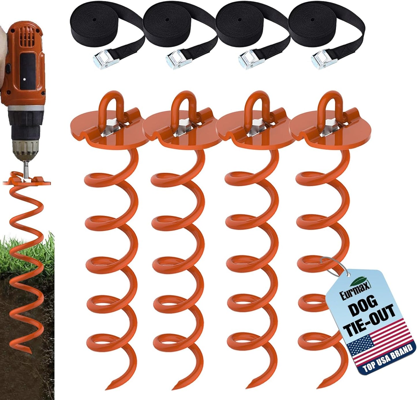Eurmax USA Heavy Duty Anchor Kit for Trampolines and Tents