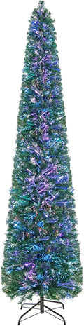 HAPPYGRILL 8 ft Fiber Optic Artificial Christmas Tree - Slim Pre-lit