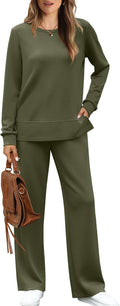 Women's 2 Piece Lounge Set Wide Leg Tracksuit - Cozy Everyday Wear may