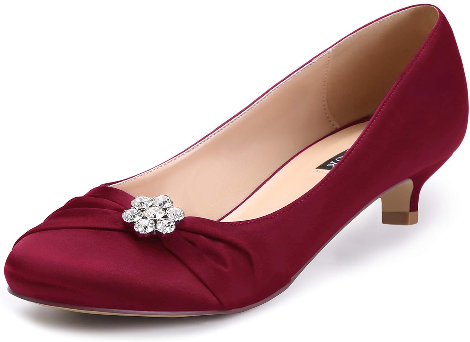 ERIJUNOR Women Closed Toe Comfort Kitten Heels for Weddings