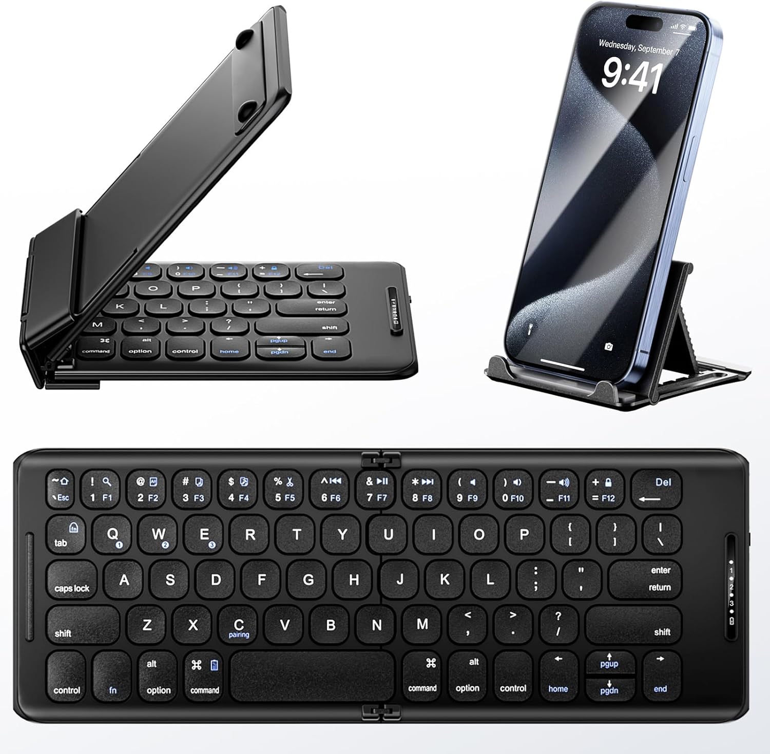 Ultra Slim Foldable Bluetooth Keyboard - Full Size & Portable