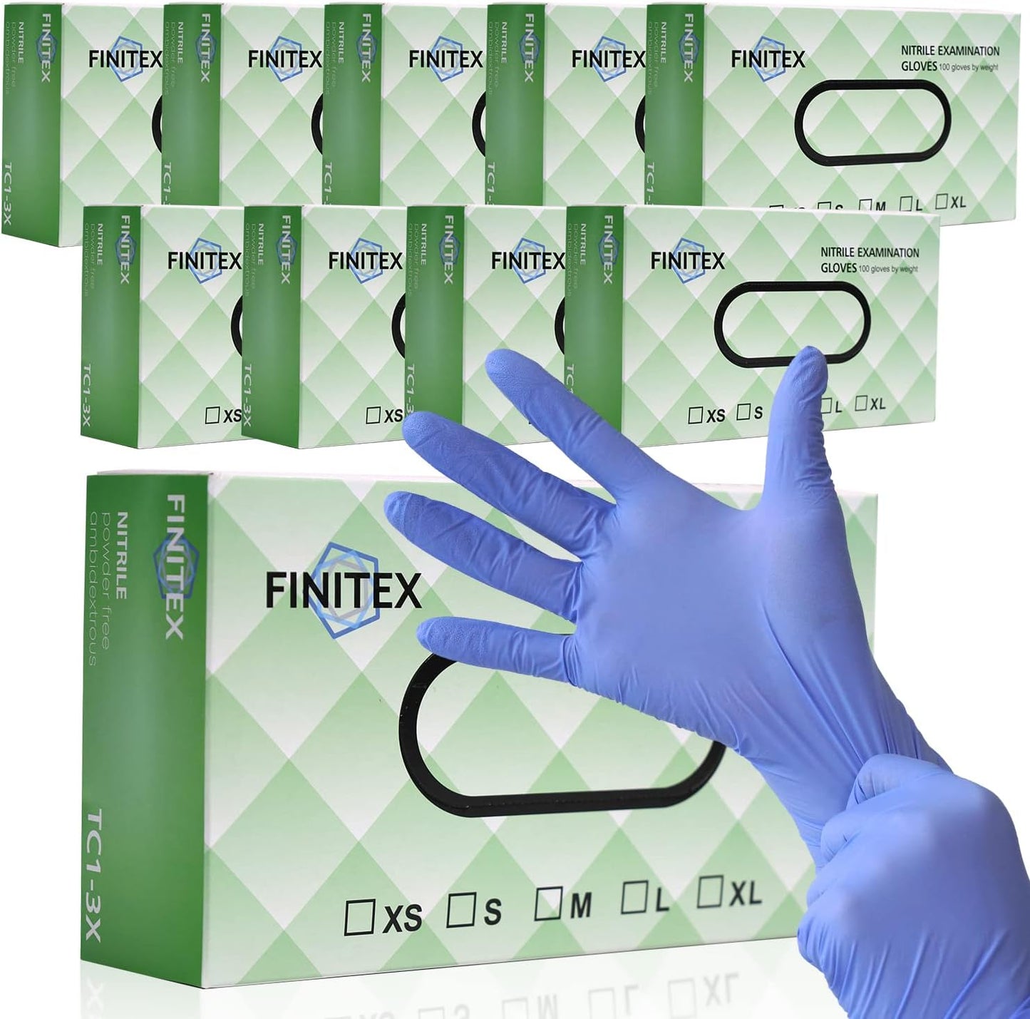 FINITEX Ice Blue Nitrile Exam Gloves - Latex-Free for Safety