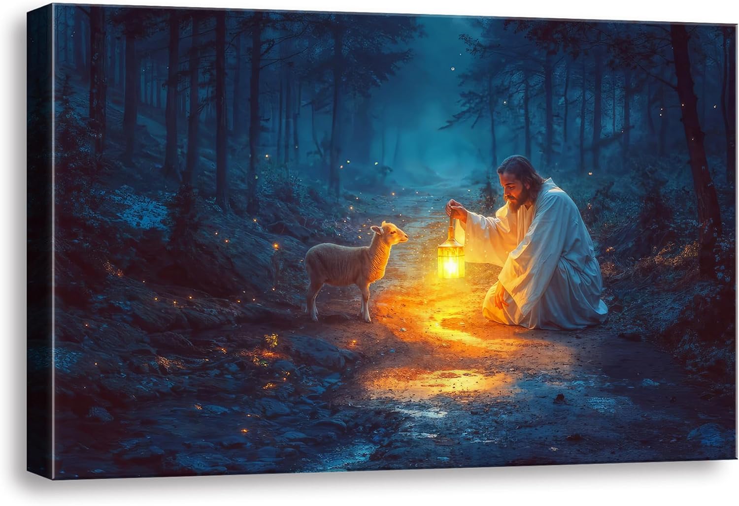 Christian Wall Art Decor for Prayer Room - Jesus and Lamb Canvas