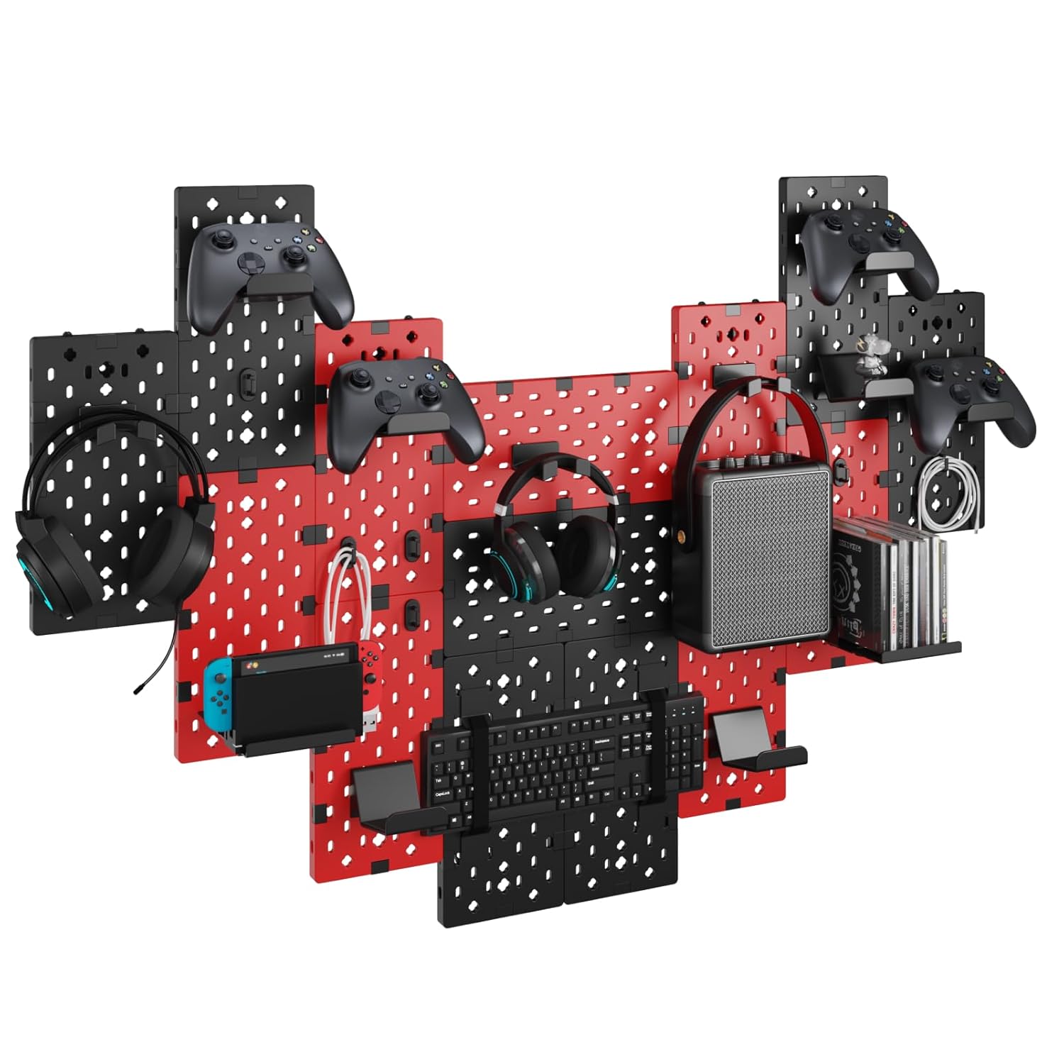 Modular Gaming Pegboard Wall Mount for Controllers & Headphones