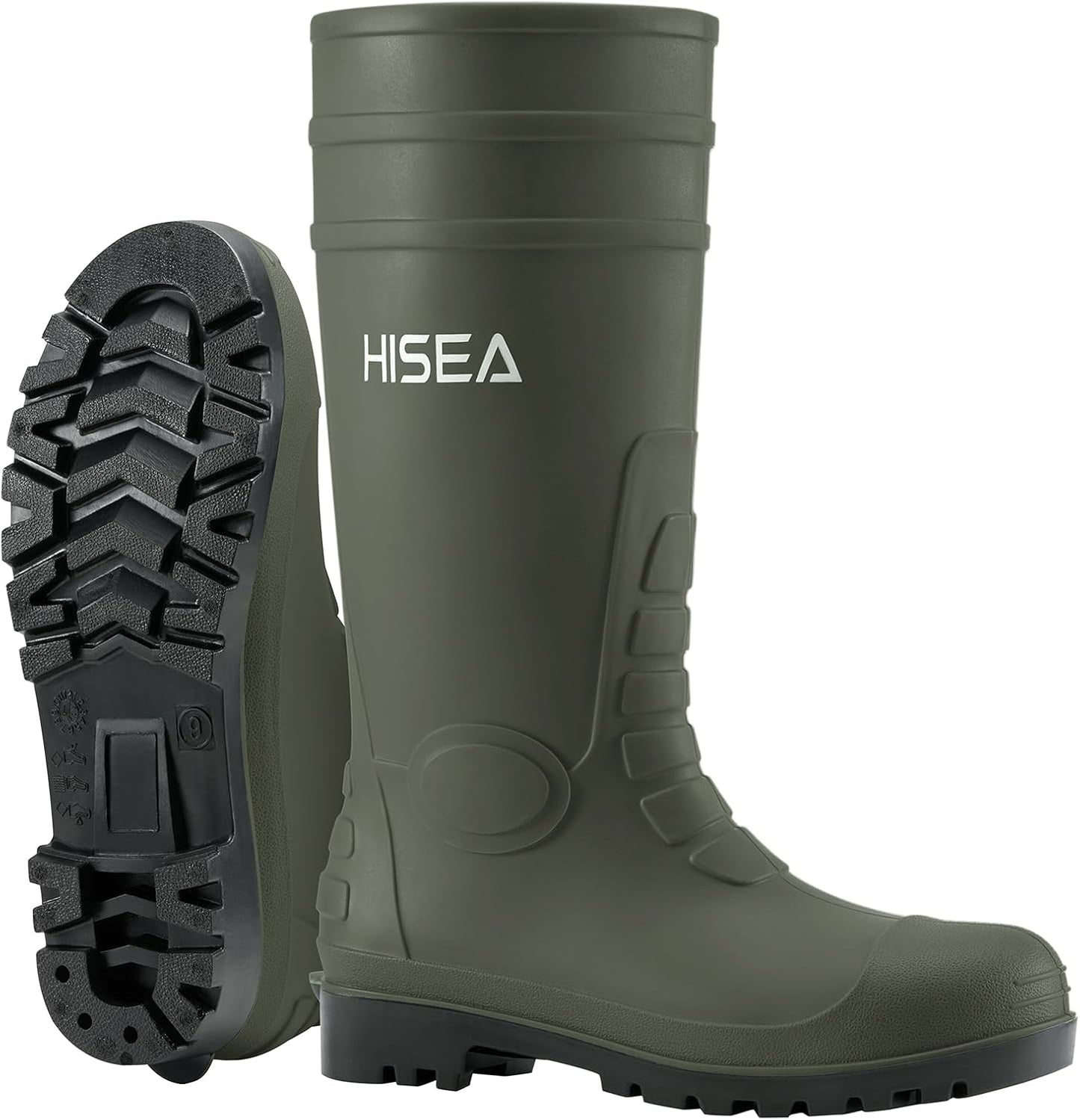 HISEA Men's Rain Boots with Steel Shank for Outdoor Work