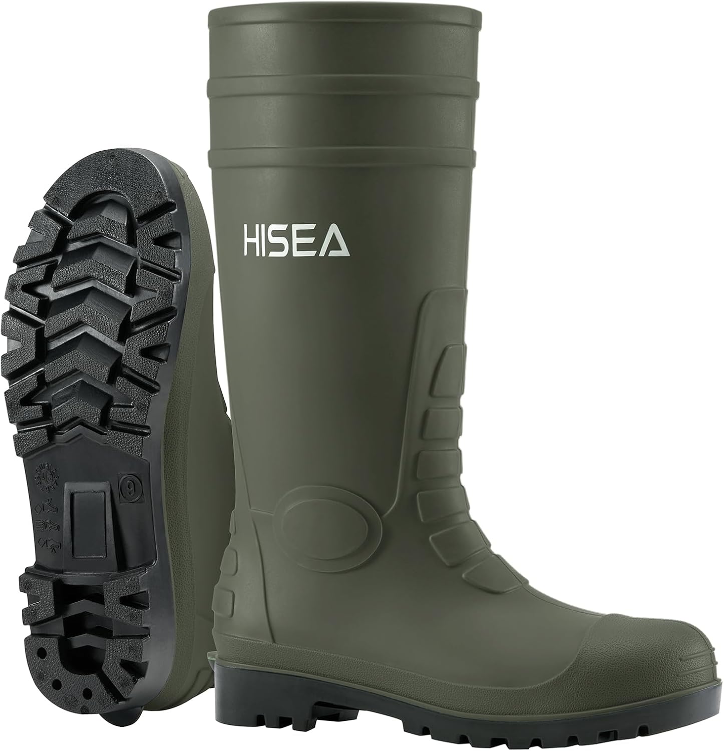 HISEA Men's Rain Boots with Steel Shank for Outdoor Work