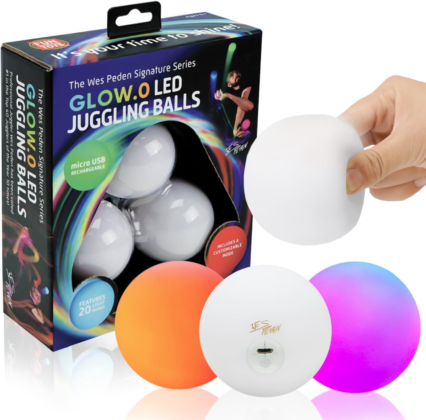 Pro Glow Juggling Balls Set - 20 Light Modes, USB Recharge - SPIN BALLS