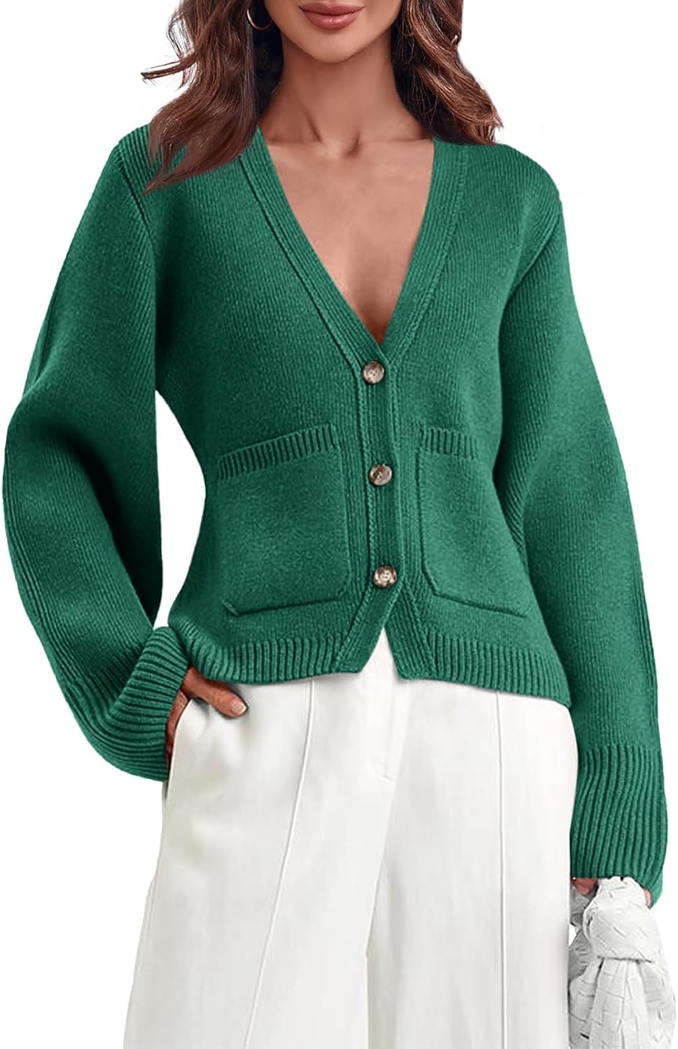 Saodimallsu Womens Deep V Neck Cardigan Sweaters for Fall