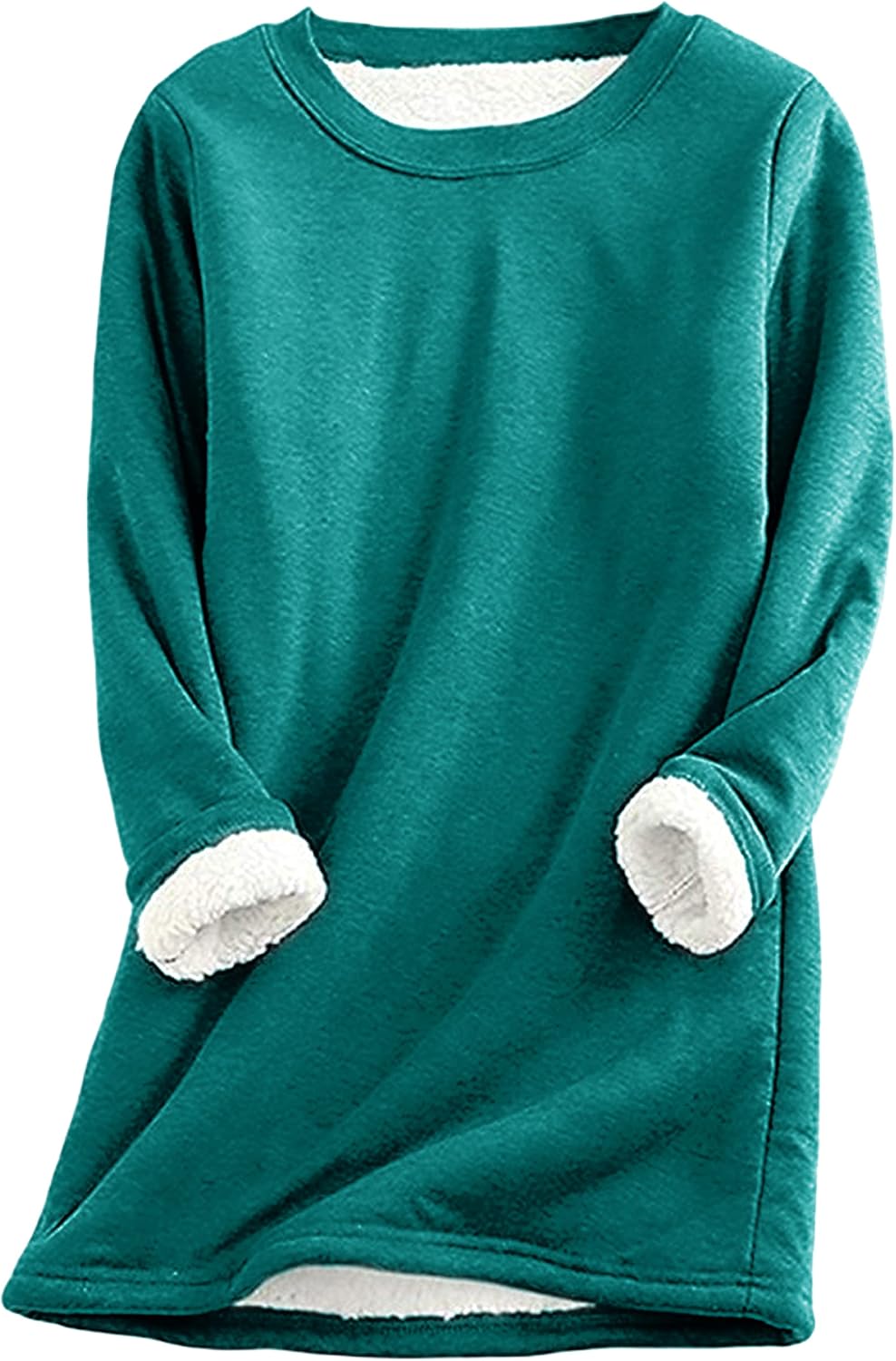 Yeokou Women Warm Sherpa Lined Fleece Crewneck Sweatshirt