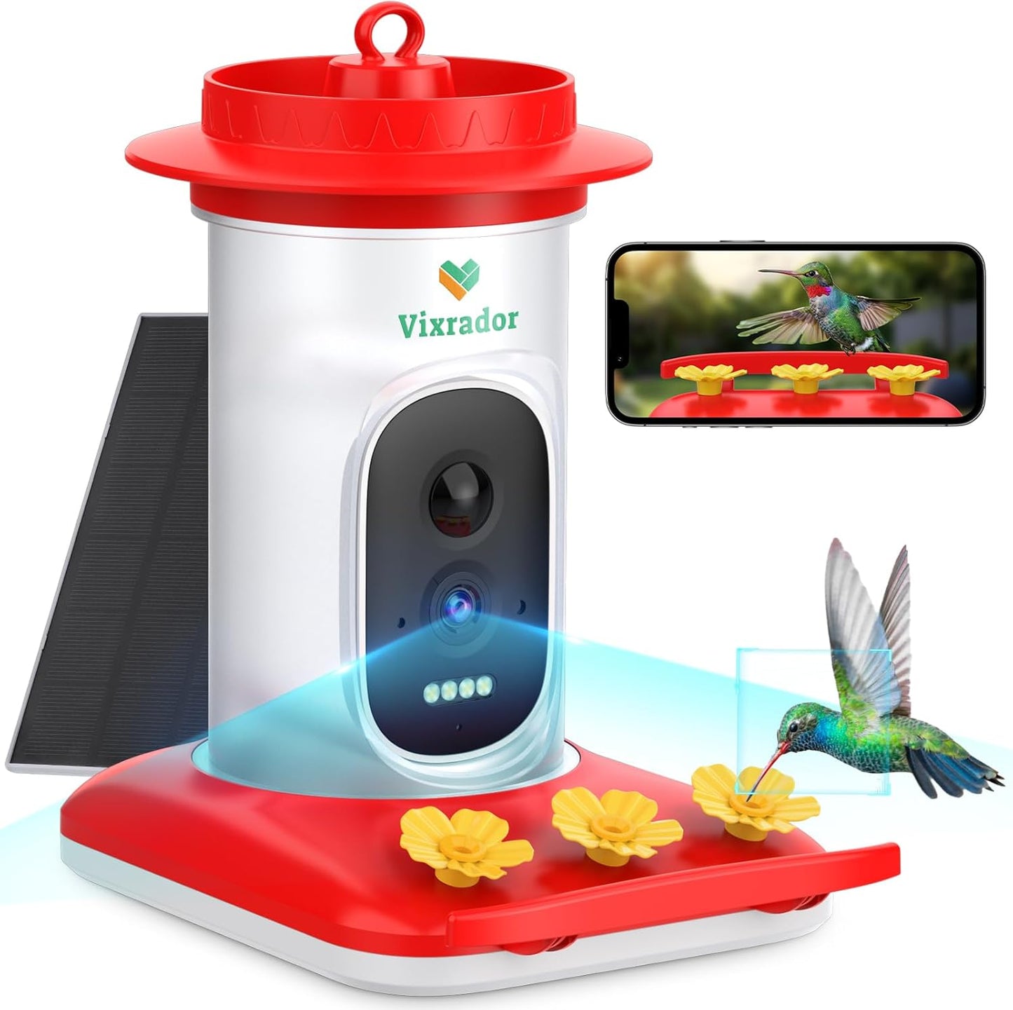Advanced Solar Hummingbird Feeder - AI Identify, 2.5K HD, Wireless