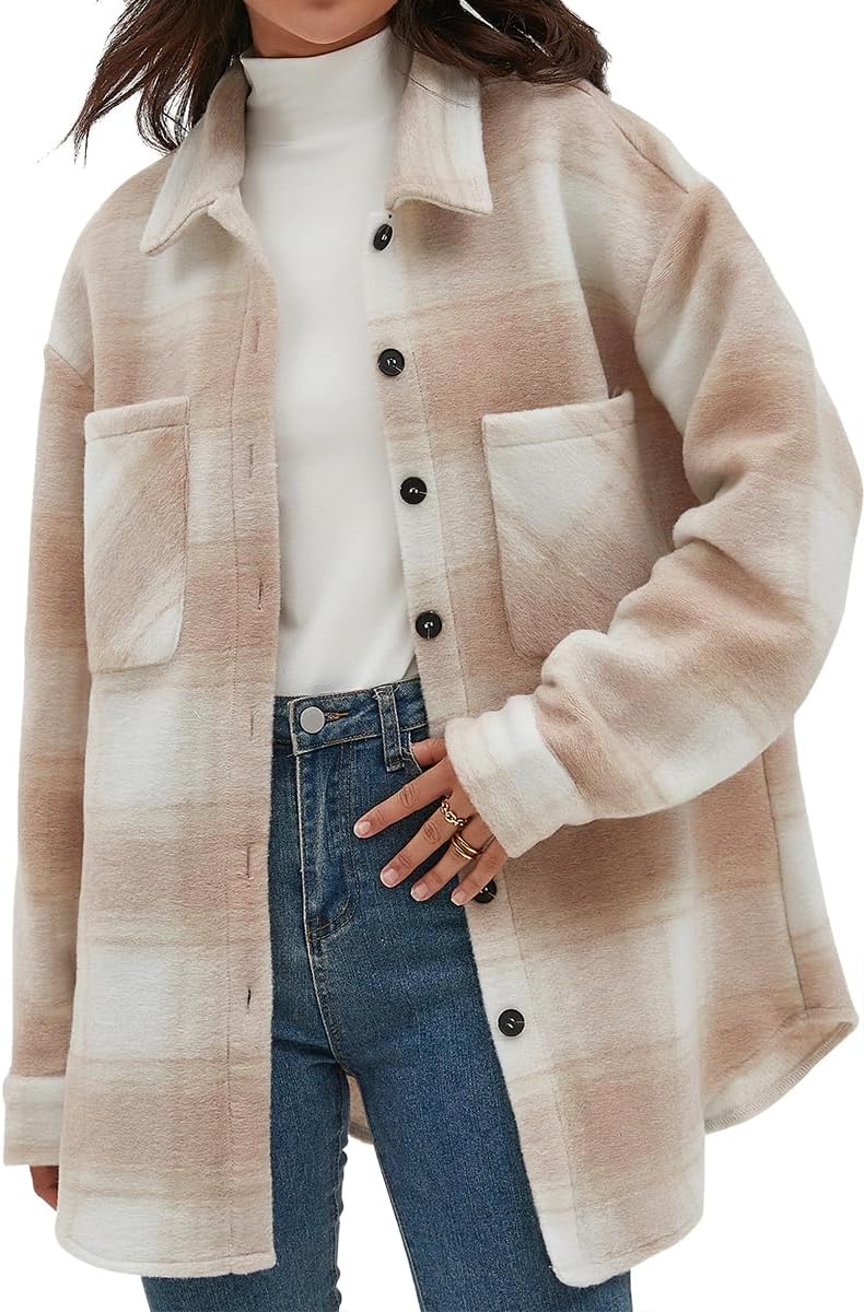 CHYRII Women's Casual Flannel Plaid Shacket for Stylish Comfort