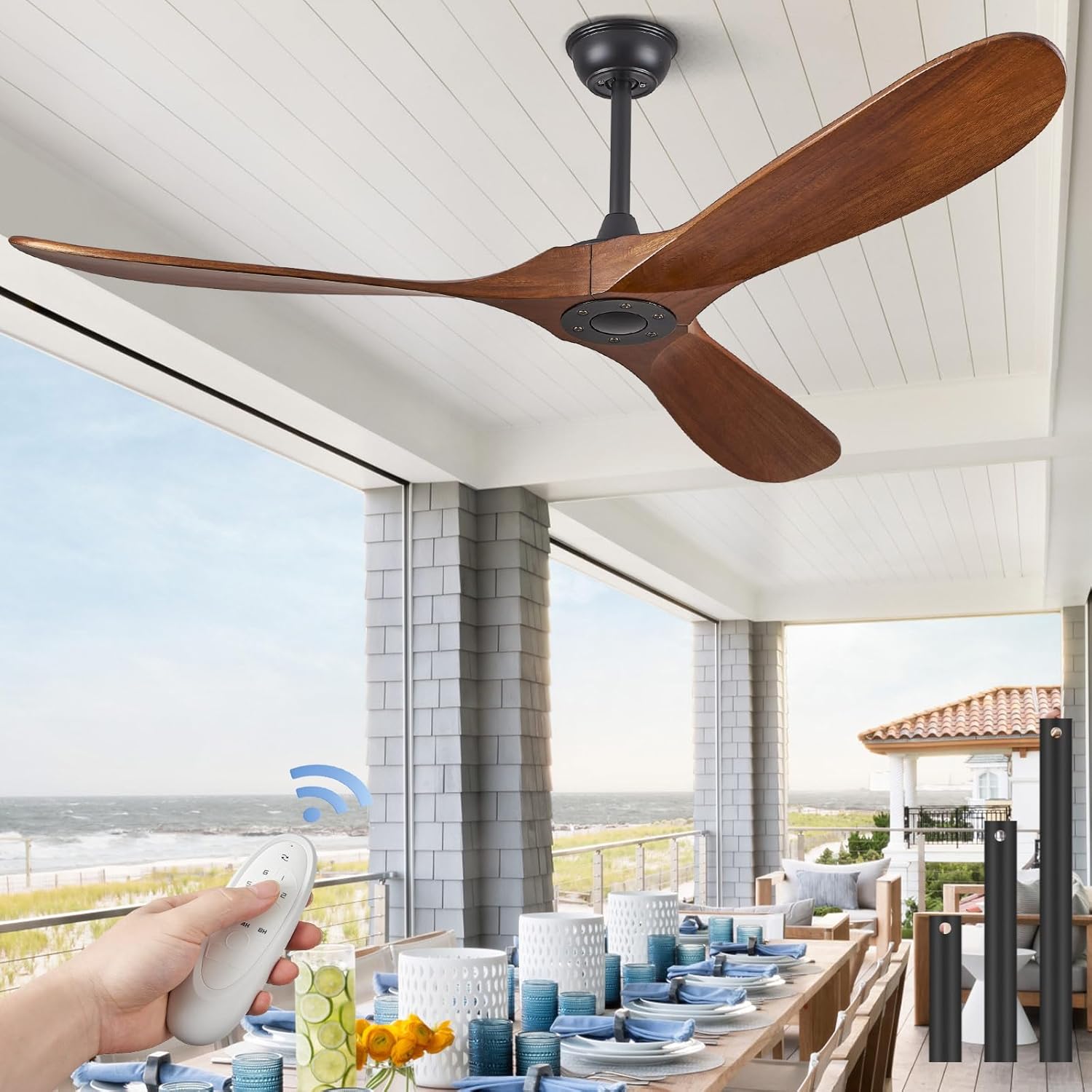 ABZ 60 Inch Ceiling Fan with Remote Control for Outdoor Spaces