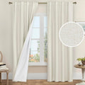 LAMIT Ivory 100% Blackout Linen Curtains 84 in - Full Room Darkening